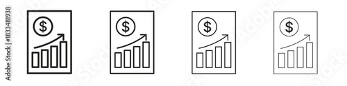 Financial report icon, thin line symbols. eps 10 vector