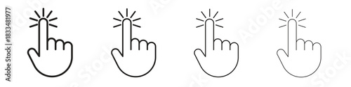 finger tap icon, thin line symbols. eps 10 vector