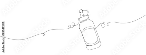 Ketchup bottles in one continuous line single line art style vector illustration. Editable stroke.