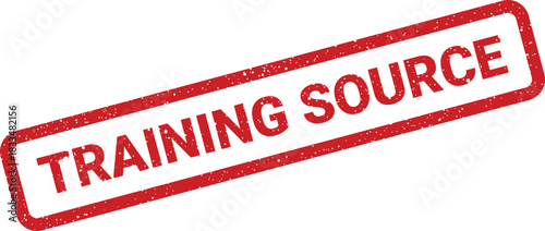 Rectangular grunge effect stamp prominently displaying TRAINING SOURCE, suitable for identifying official educational resources and learning materials