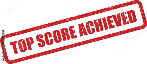 Rectangular textured rubber stamp impression featuring bold TOP SCORE ACHIEVED lettering, ideal for educational or gaming recognition