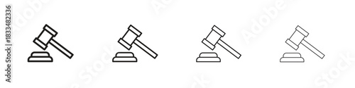 Gavel icon, thin line symbols. eps 10 vector