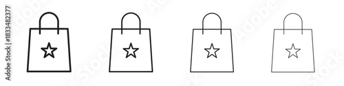 Gift bag icon, thin line symbols. eps 10 vector
