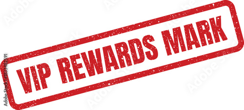 Rectangular VIP REWARDS MARK rubber stamp with distressed texture for special recognition