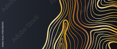Premium Black Surface with Gold Waves and Free Area