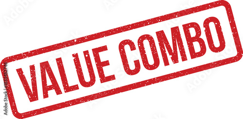 Red distressed rubber stamp impression displaying the promotional text value combo for attractive product bundles and special offers