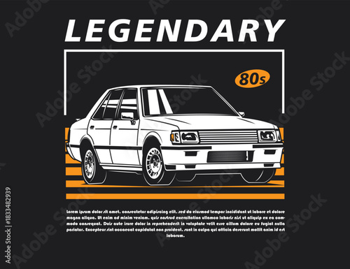 80s legendary car vector graphic illustration