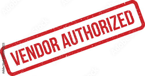 Red grunge rubber stamp indicating an official vendor authorized status with a classic distressed look