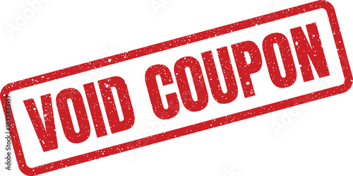 Red grunge rubber stamp mark explicitly showing VOID COUPON for an expired or invalid promotional offer