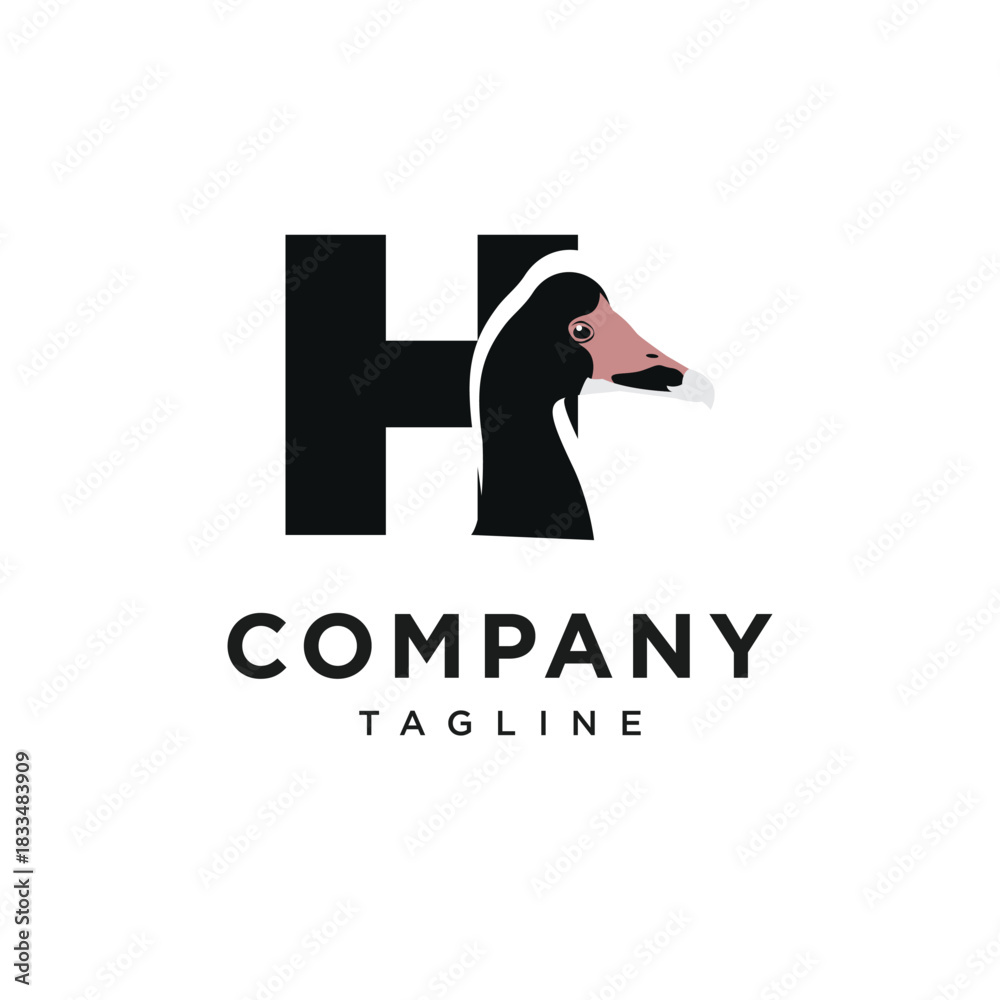 Obraz premium Letter H Magpie Goose Logo Icon Vector
