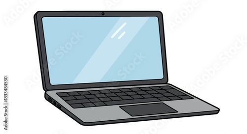 A detailed vector illustration of a modern laptop computer with a sleek design, perfect for showcasing technology, digital lifestyle, and remote work concepts.