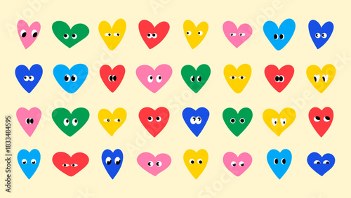 Cute heart mascots sticker pack with playful emotions and kawaii doodle style. Ready-to-print sheets perfect for planners, school notes, gifts, and scrapbooking.