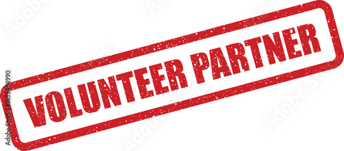 Rough textured stamp graphic identifying a valuable volunteer partner within an organization or event