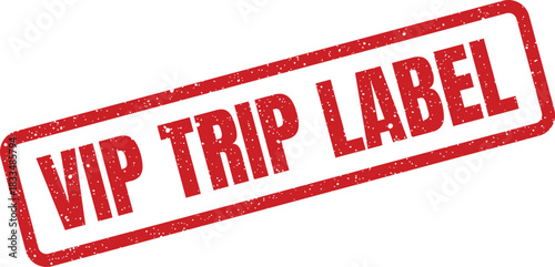 Textured rectangular label displaying VIP TRIP LABEL text for special tour packages or premium journey identification