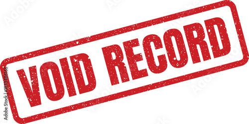 Textured rectangular rubber stamp with bold uppercase text VOID RECORD applied to invalidate official data entries or documents