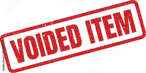 Textured rubber stamp graphic signifying a voided item, applicable across various transaction and inventory systems