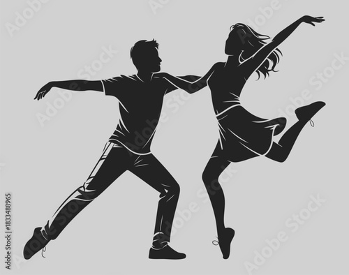 Romantic Dance Couple Silhouette Capturing Movement