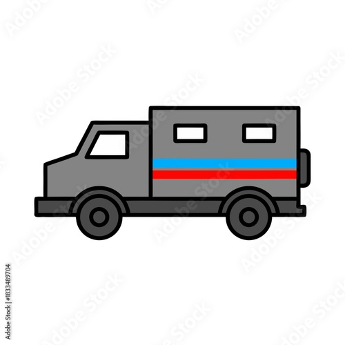 Wallpaper Mural Gray Armored Truck With Blue And Red Stripe Detail With Black Background And White Windows Torontodigital.ca