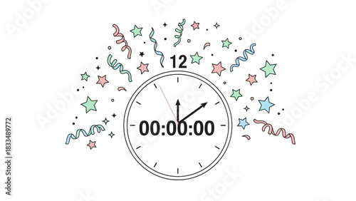 New Year's Eve Midnight Countdown Clock Vector