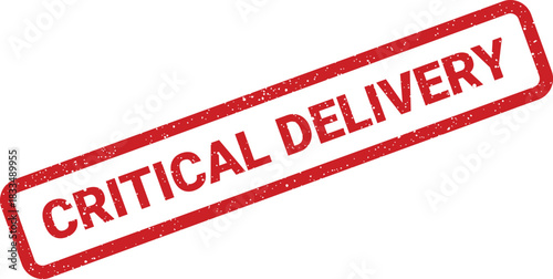 A distressed texture rubber stamp showing CRITICAL DELIVERY in clear lettering, for urgent shipping needs