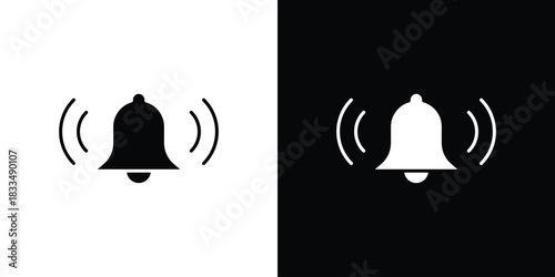 Bell icon, silhouette pictogram. black icon set