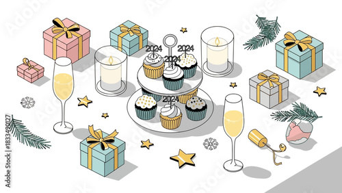 New Year's element set