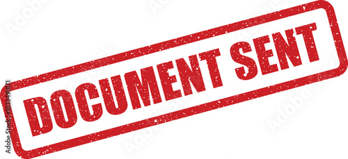 A grunge textured rectangular stamp impression stating DOCUMENT SENT in capital letters, signifying completion