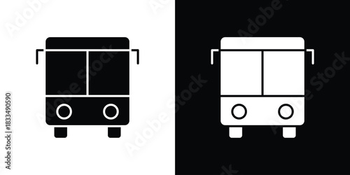 Bus icon, silhouette pictogram. black icon set