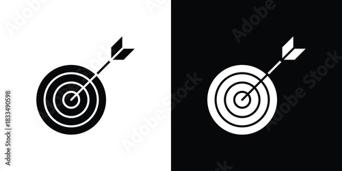 Bulls eye icon, silhouette pictogram. black icon set