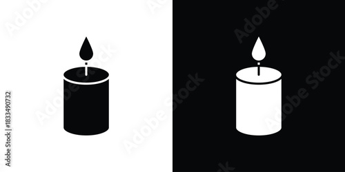 Candle icon, silhouette pictogram. black icon set