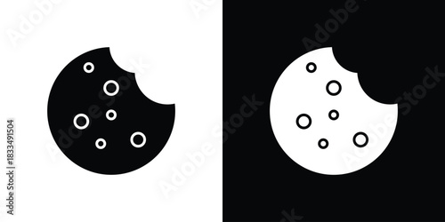 Cookie icon, silhouette pictogram. black icon set