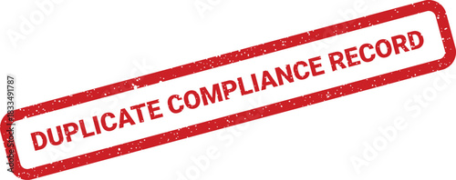 A textured rectangular stamp with the message duplicate compliance record suitable for regulatory documentation