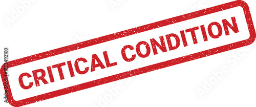 A worn rubber stamp with the text CRITICAL CONDITION printed in a bold font on a white surface