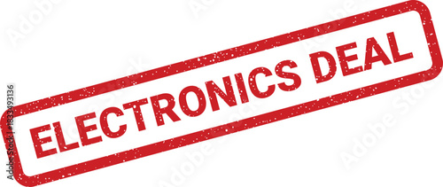 Distressed grunge effect rectangular rubber stamp displaying bold text ELECTRONICS DEAL for limited time promotions