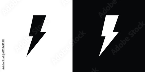 Flash icon, silhouette pictogram. black icon set