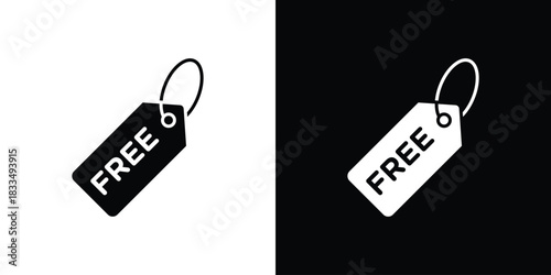 Free tag icon, silhouette pictogram. black icon set