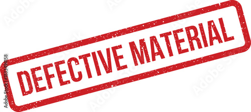 Distressed rectangular red rubber stamp impression displaying the bold text DEFECTIVE MATERIAL for quality inspection
