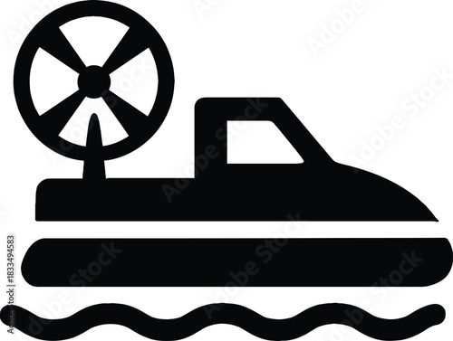 Black and white Hovercraft Icon illustration modern watercraft design simple transportation element for web design and interface silhouette
