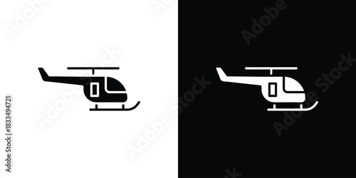 Helicopter icon, silhouette pictogram. black icon set