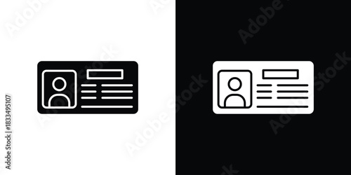 Identity card icon, silhouette pictogram. black icon set