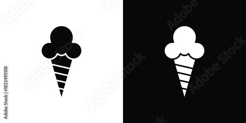Ice cream icon, silhouette pictogram. black icon set