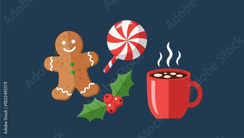 Festive Holiday Treats and Warm Drinks Illustration