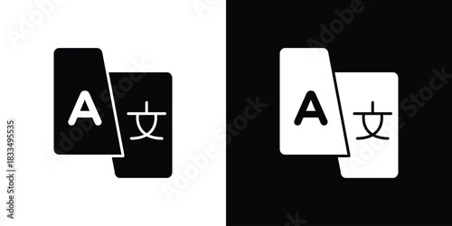 Language icon, silhouette pictogram. black icon set