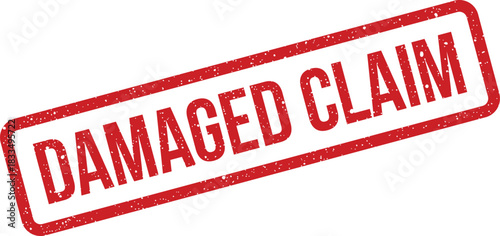 Distressed red rubber stamp with text indicating an official damaged claim situation or assessment