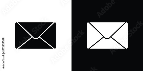 Mail icon, silhouette pictogram. black icon set