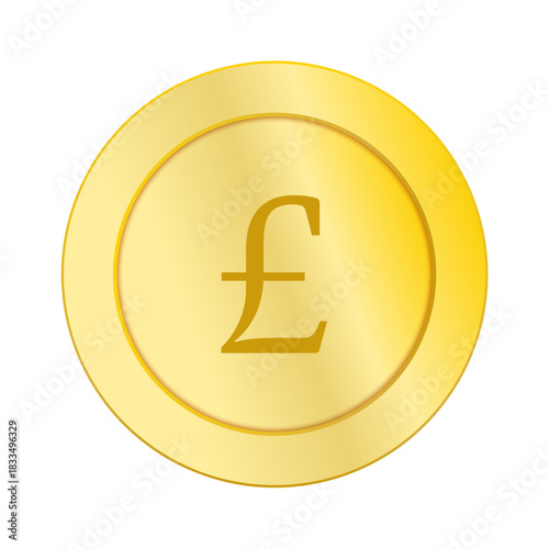 立体感のある金色メタル調で仕上げたポンド記号入り単品通貨コイン