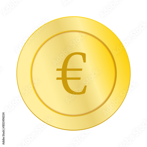 柔らかな金色グラデーションで表現したユーロ記号入りの単体ゴールドコイン