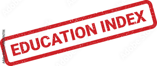 Gritty rectangular stamp impression featuring the words education index on a prominent upward diagonal