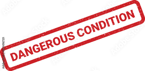 Gritty rubber stamp impression with bold lettering dangerous condition, perfect for temporary hazard alerts or safety advisories