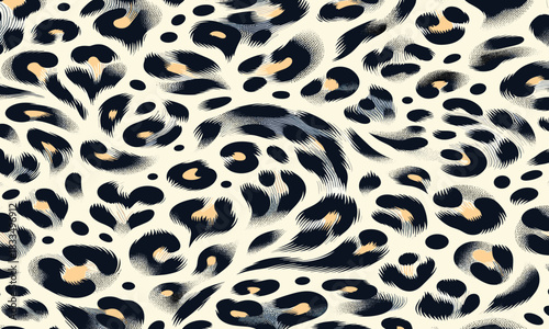 A stylish and modern seamless leopard animal print, an abstract representation of wildcat skin and fur texture for fashion design